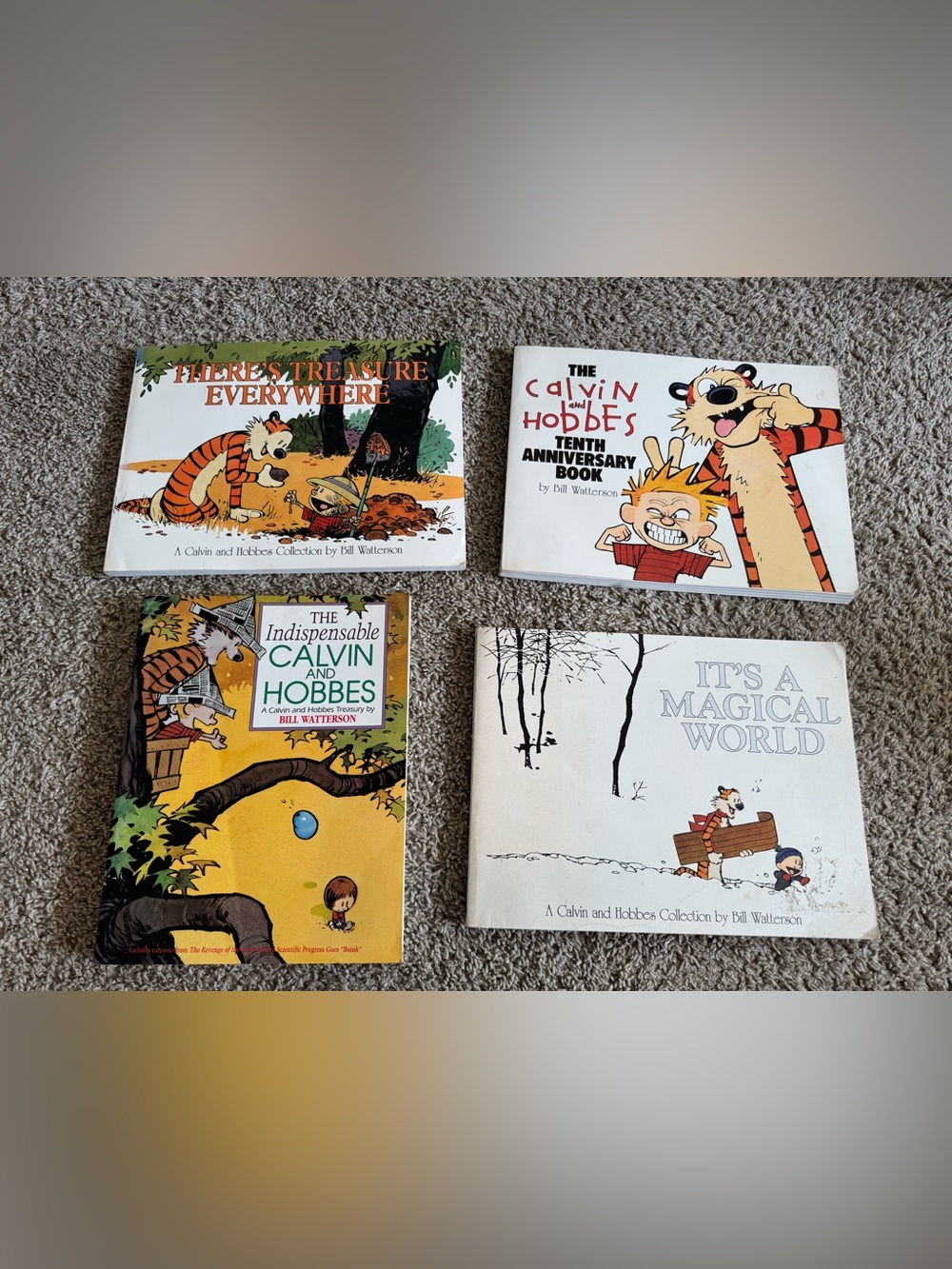 Lot 4 Vintage 90s Calvin and Hobbes Comic Strip Books Paperback Bill Watterson